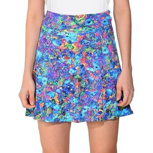 Dona Jo Birdie Skort Skirt Size Small Rainbow Floral Splash Pickleball Tennis